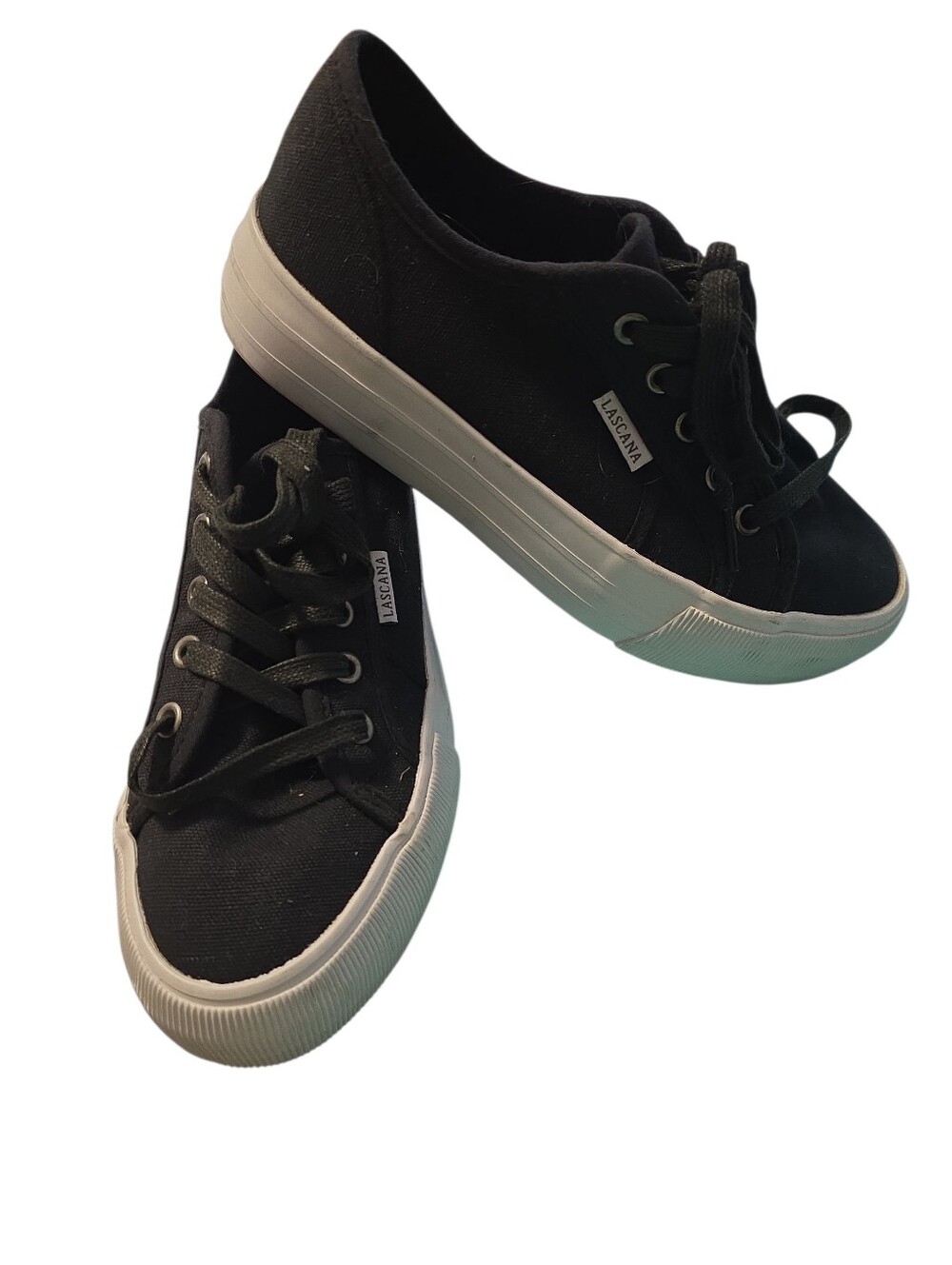 Lascana  Black Canvas Lace-Up Sneakers